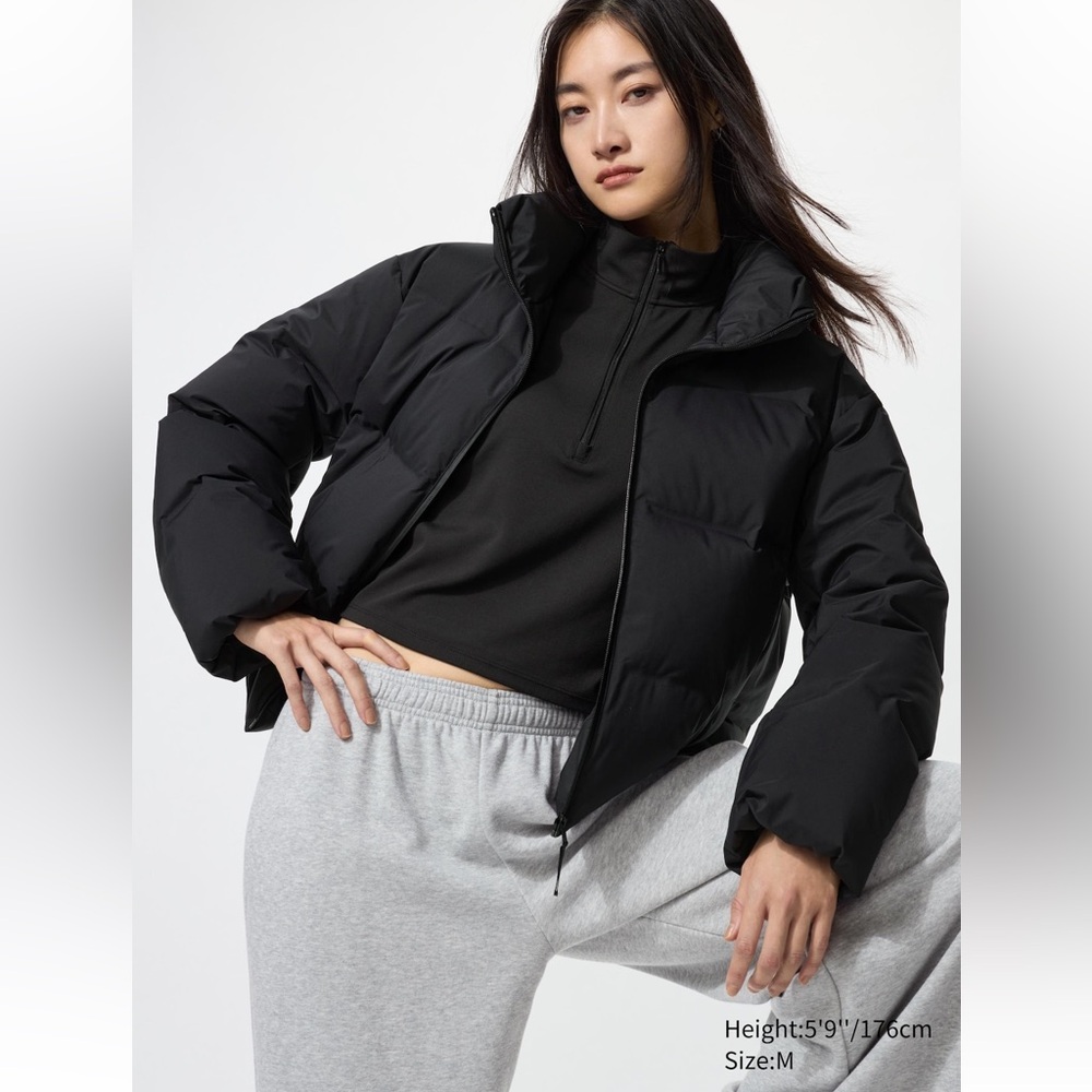 ‼️NEW Uniqlo Seamless Black Puffer Down Short Jacket Coat